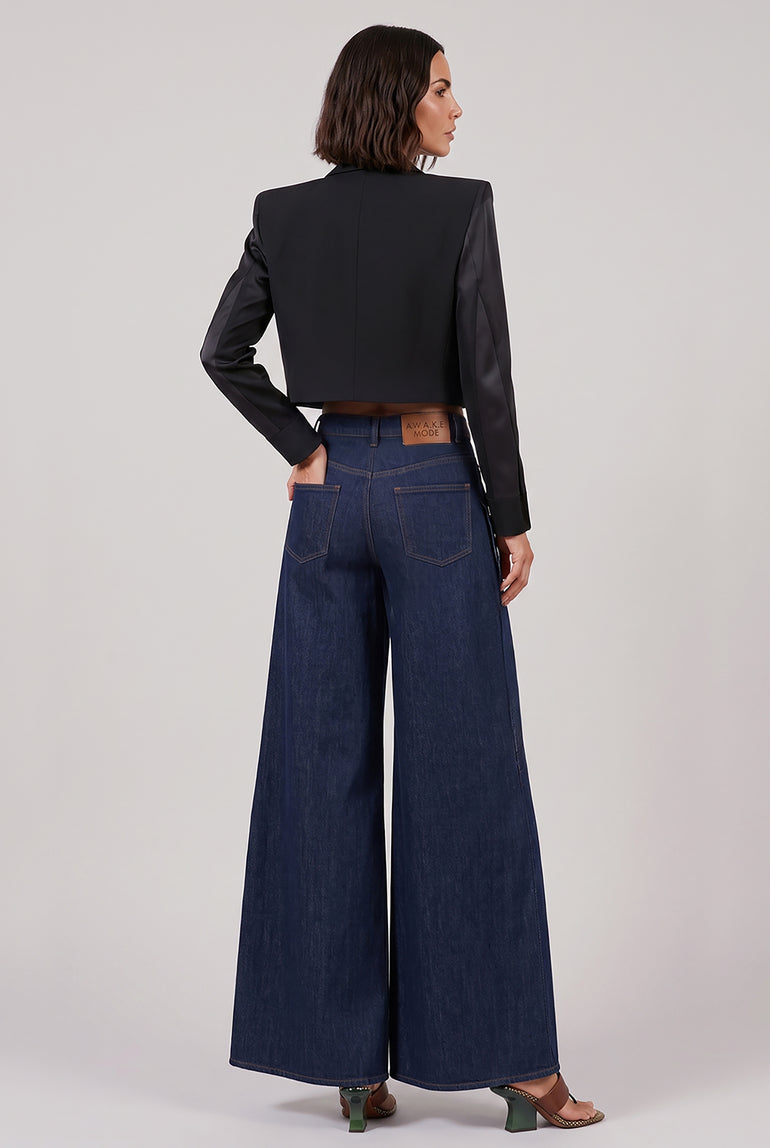 NOIR KEI NINOMIYA RTW Triple Breast Tuxedo Style Crop Jacket | Black