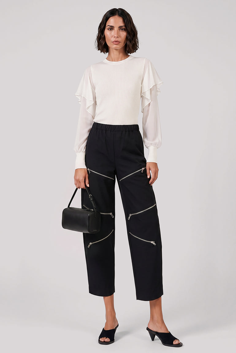 COMME DES GARCONS BLACK RTW Drawstring Waist Panel Crop Pant | Black