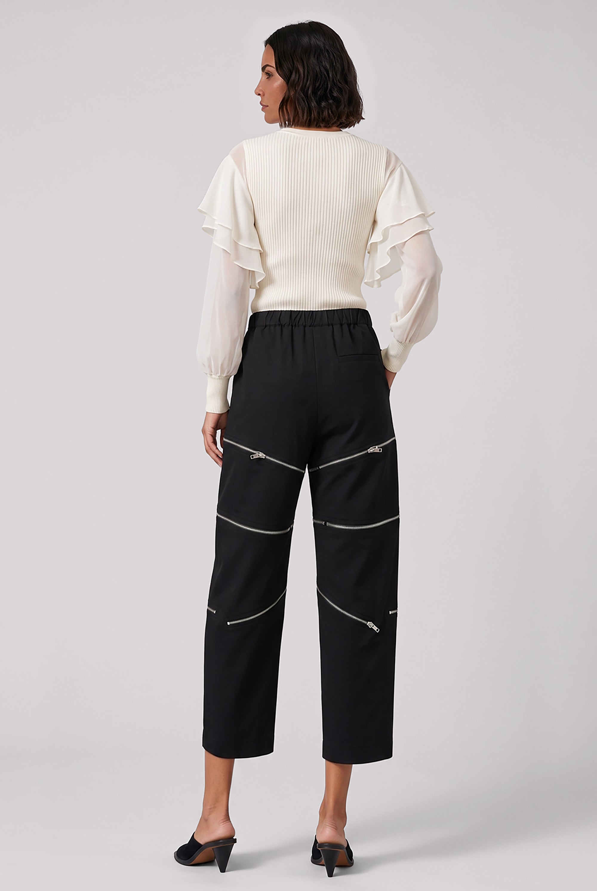 COMME DES GARCONS BLACK RTW Drawstring Waist Panel Crop Pant | Black