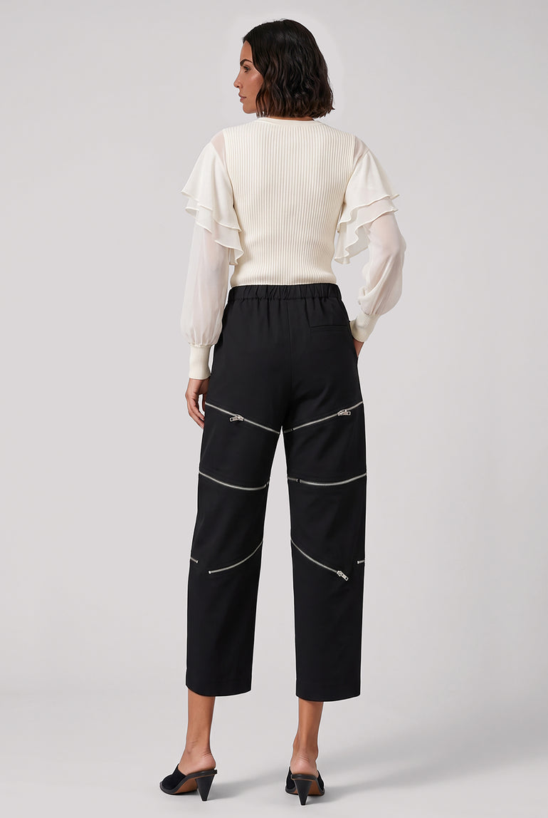 COMME DES GARCONS BLACK RTW Drawstring Waist Panel Crop Pant | Black