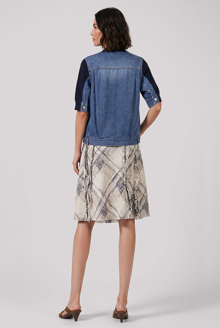 SACAI RTW Denim Knit Cardigan Top | Navy/Blue
