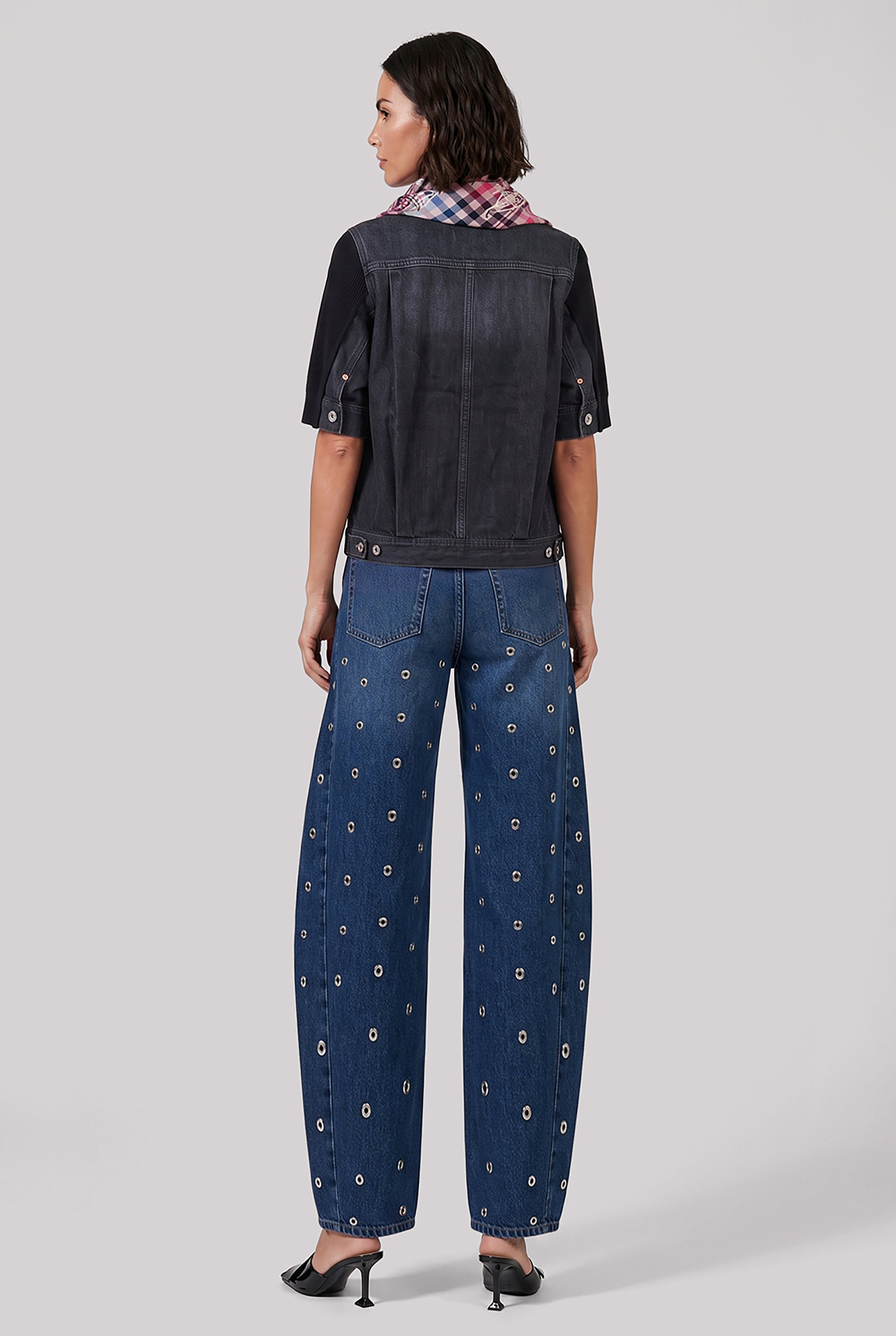 SACAI RTW Denim Knit Cardigan Top | Black