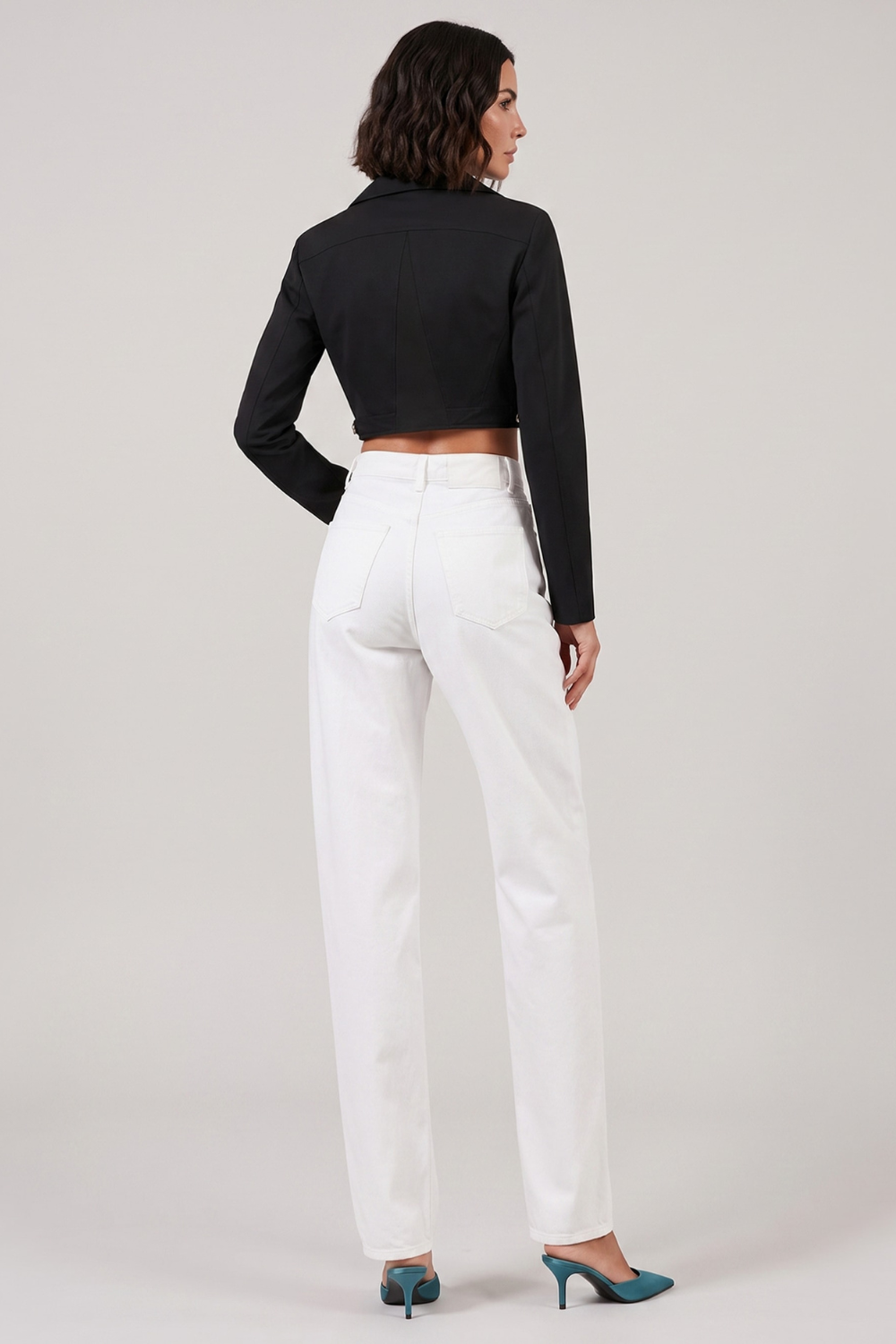 ALAIA RTW Cropped Biker Jacket | Black