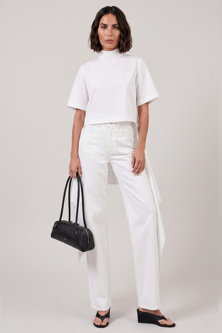 ALAIA RTW Round Denim Pants | White