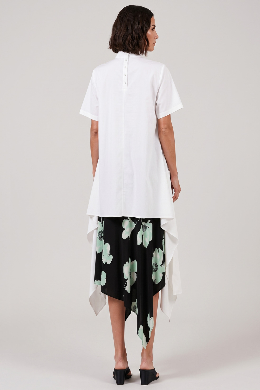 ALAIA RTW PATTERN / Black/Aqua / 36 Belted Asymmetric Jersey Print Skirt | Black/Aqua
