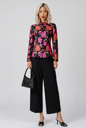 COMME DES GARCONS RTW Floral Print Tang Jacket | Black/Pink