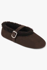 ALAIA SHOES Shearling Suede Ballet Flat | Brown
