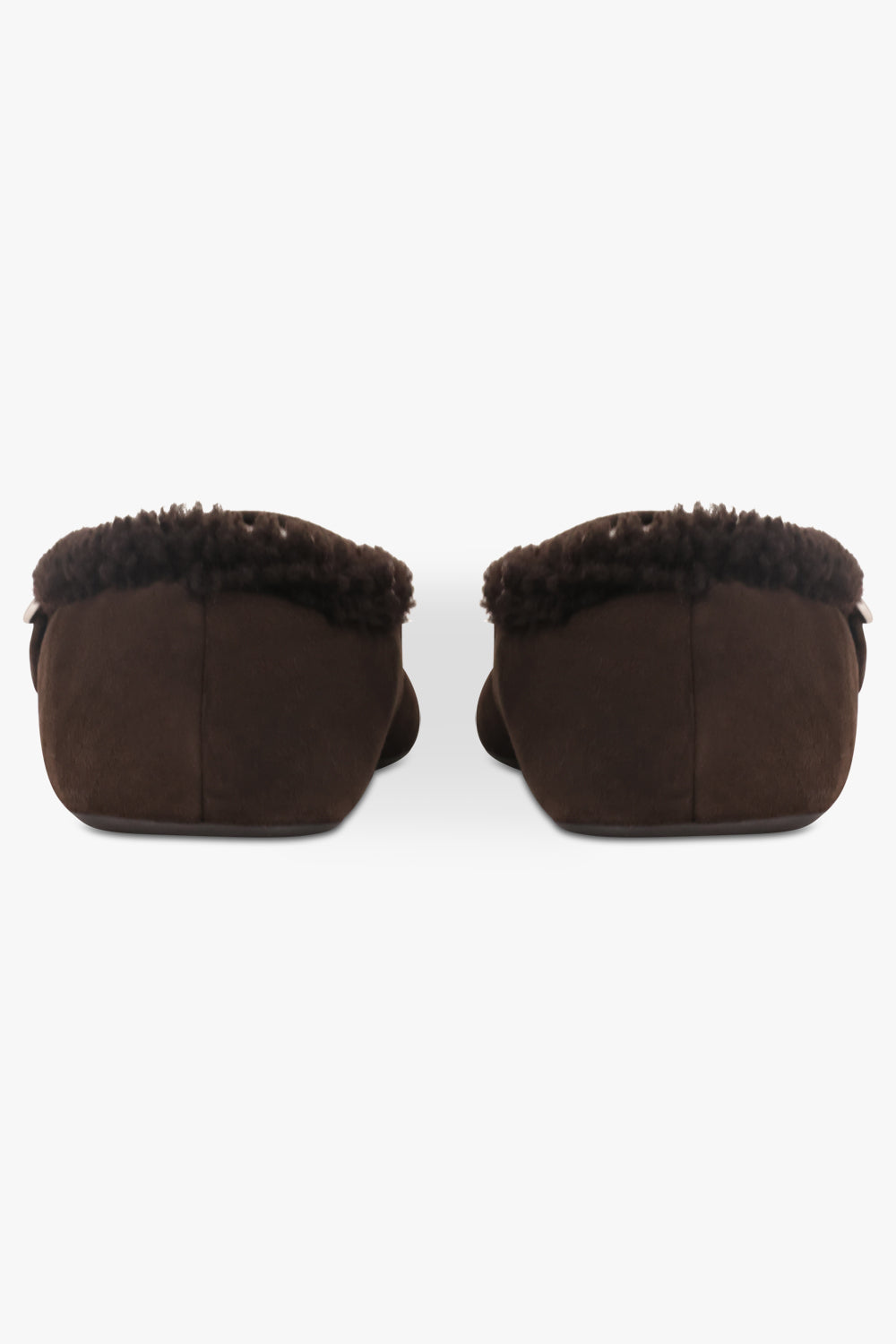 ALAIA SHOES Shearling Suede Ballet Flat | Brown