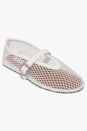 ALAIA SHOES Fishnet Mesh Ballet Flat | White