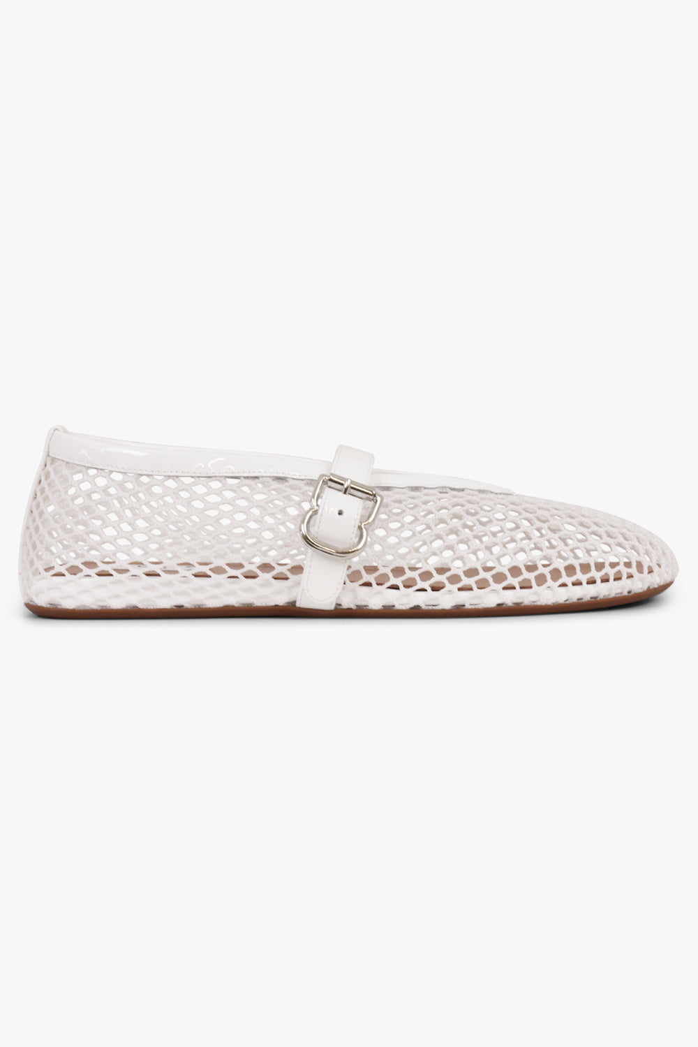 ALAIA SHOES Fishnet Mesh Ballet Flat | White