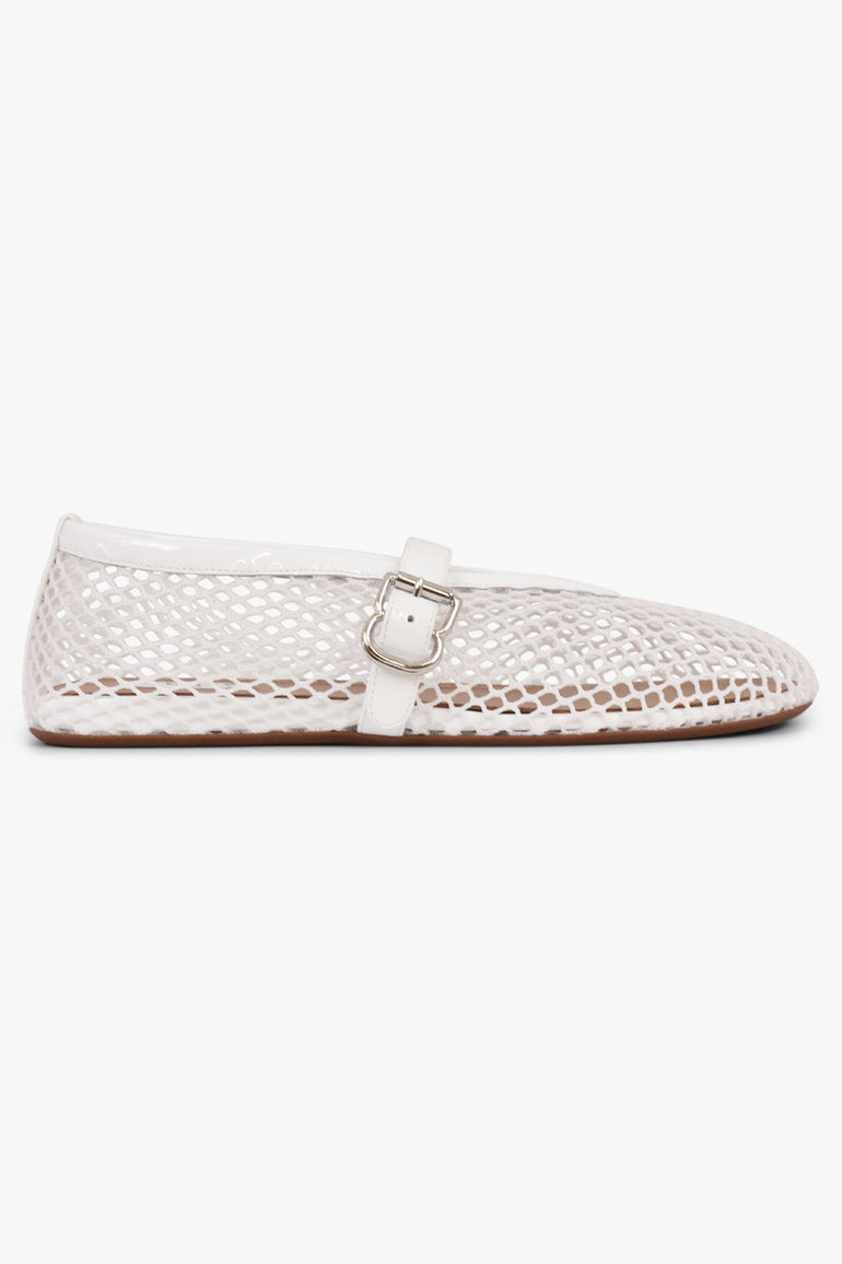 ALAIA SHOES Fishnet Mesh Ballet Flat | White