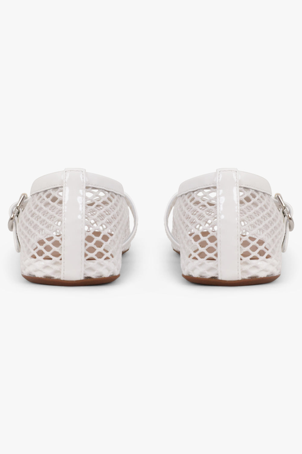 ALAIA SHOES Fishnet Mesh Ballet Flat | White