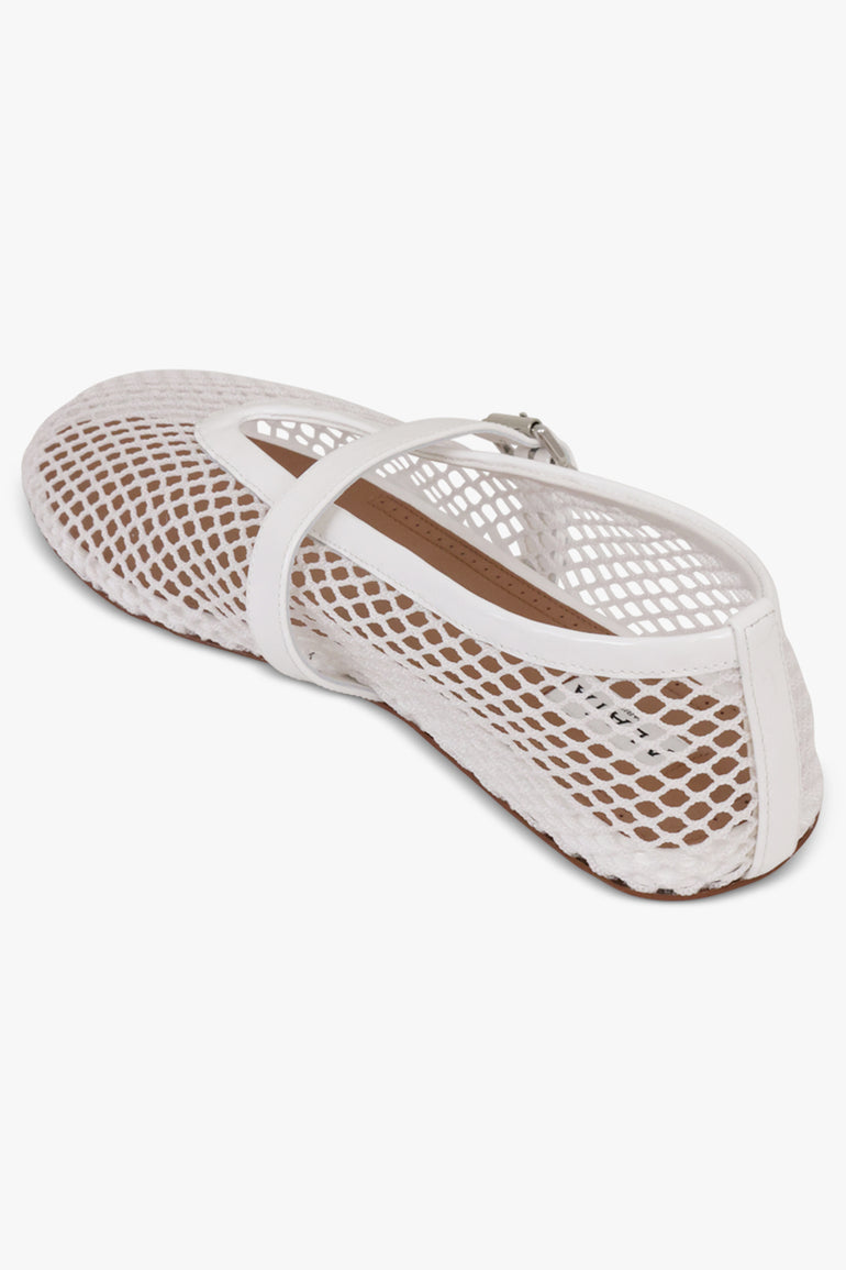 ALAIA SHOES Fishnet Mesh Ballet Flat | White