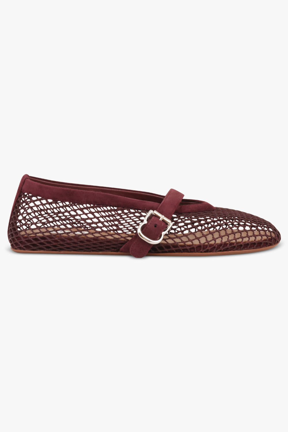 ALAIA SHOES Fishnet Mesh Ballet Flat | Garnet Red