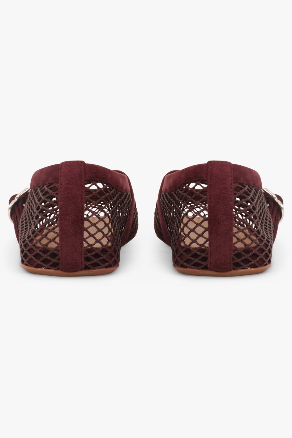 ALAIA SHOES Fishnet Mesh Ballet Flat | Garnet Red