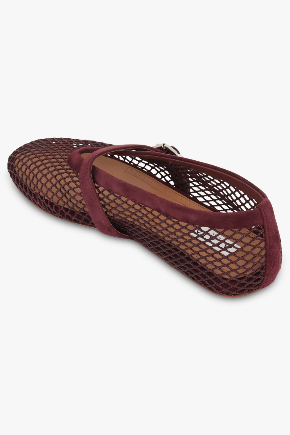 ALAIA SHOES Fishnet Mesh Ballet Flat | Garnet Red