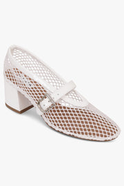 ALAIA SHOES Mary Jane Fishnet 55mm Pump | Optic White