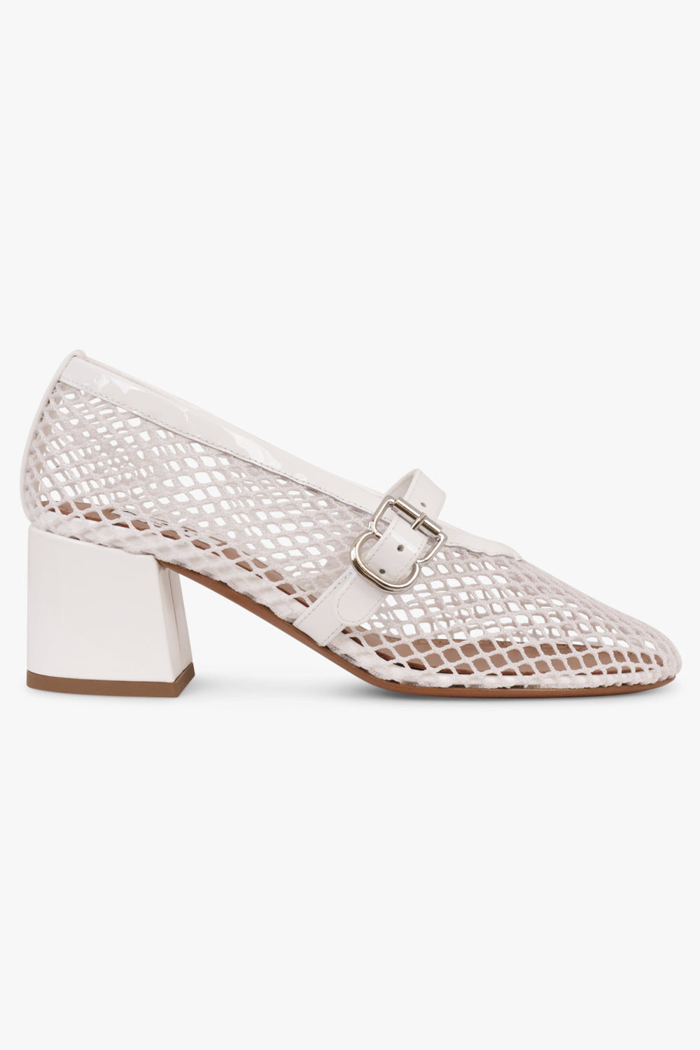 ALAIA SHOES Mary Jane Fishnet 55mm Pump | Optic White