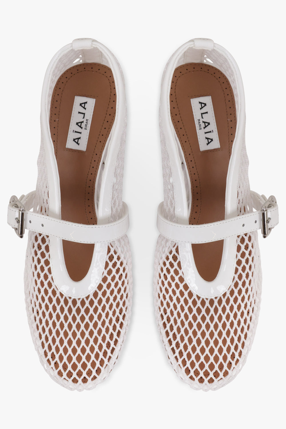 ALAIA SHOES Mary Jane Fishnet 55mm Pump | Optic White