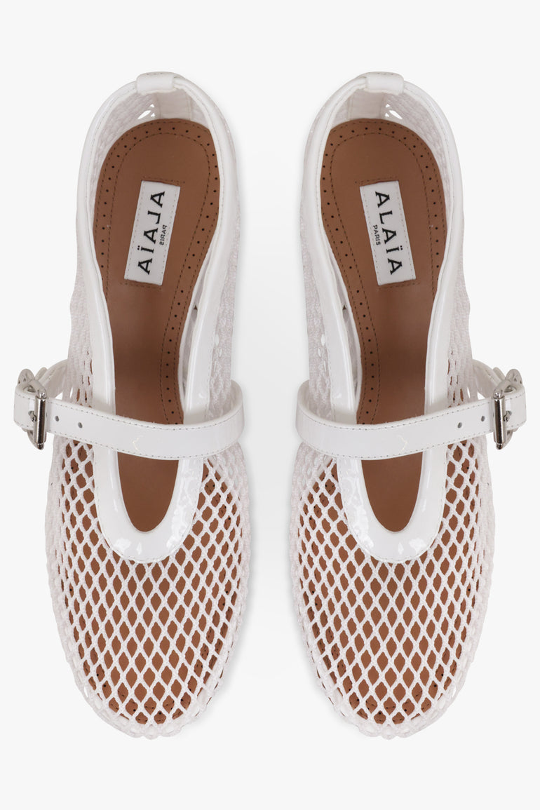 ALAIA SHOES Mary Jane Fishnet 55mm Pump | Optic White