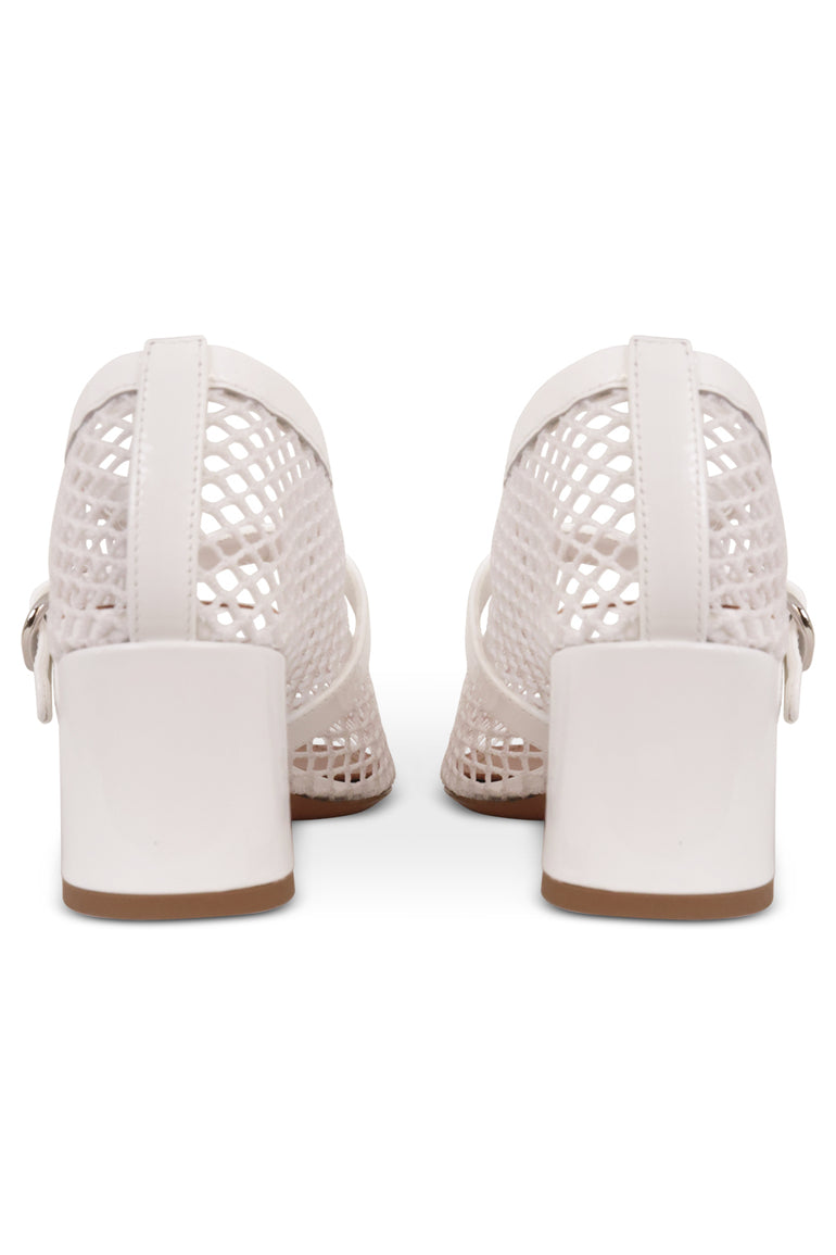 ALAIA SHOES Mary Jane Fishnet 55mm Pump | Optic White