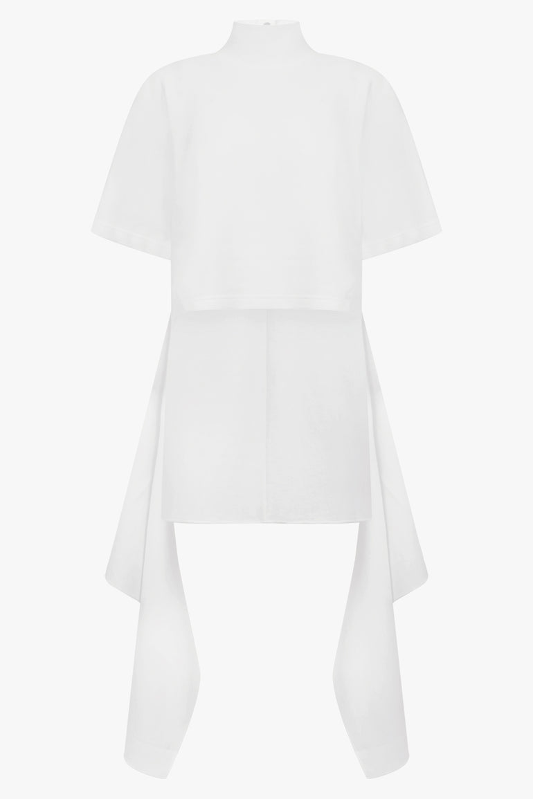 ALAIA RTW Asymmetric Draped T-Shirt | White