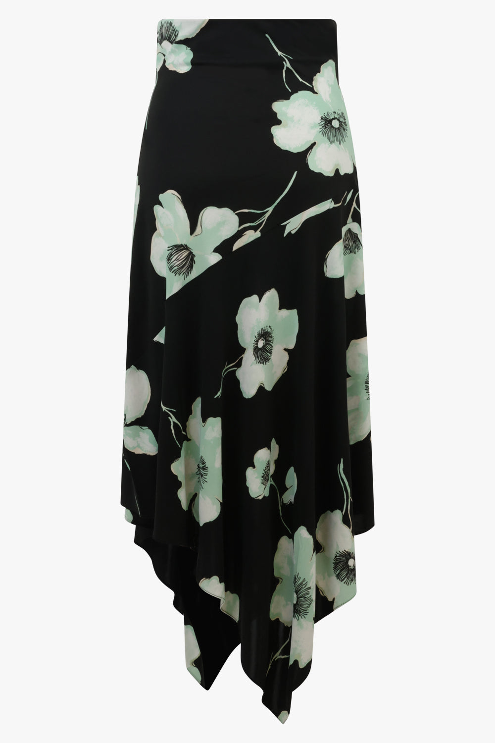 ALAIA RTW PATTERN / Black/Aqua / 36 Belted Asymmetric Jersey Print Skirt | Black/Aqua