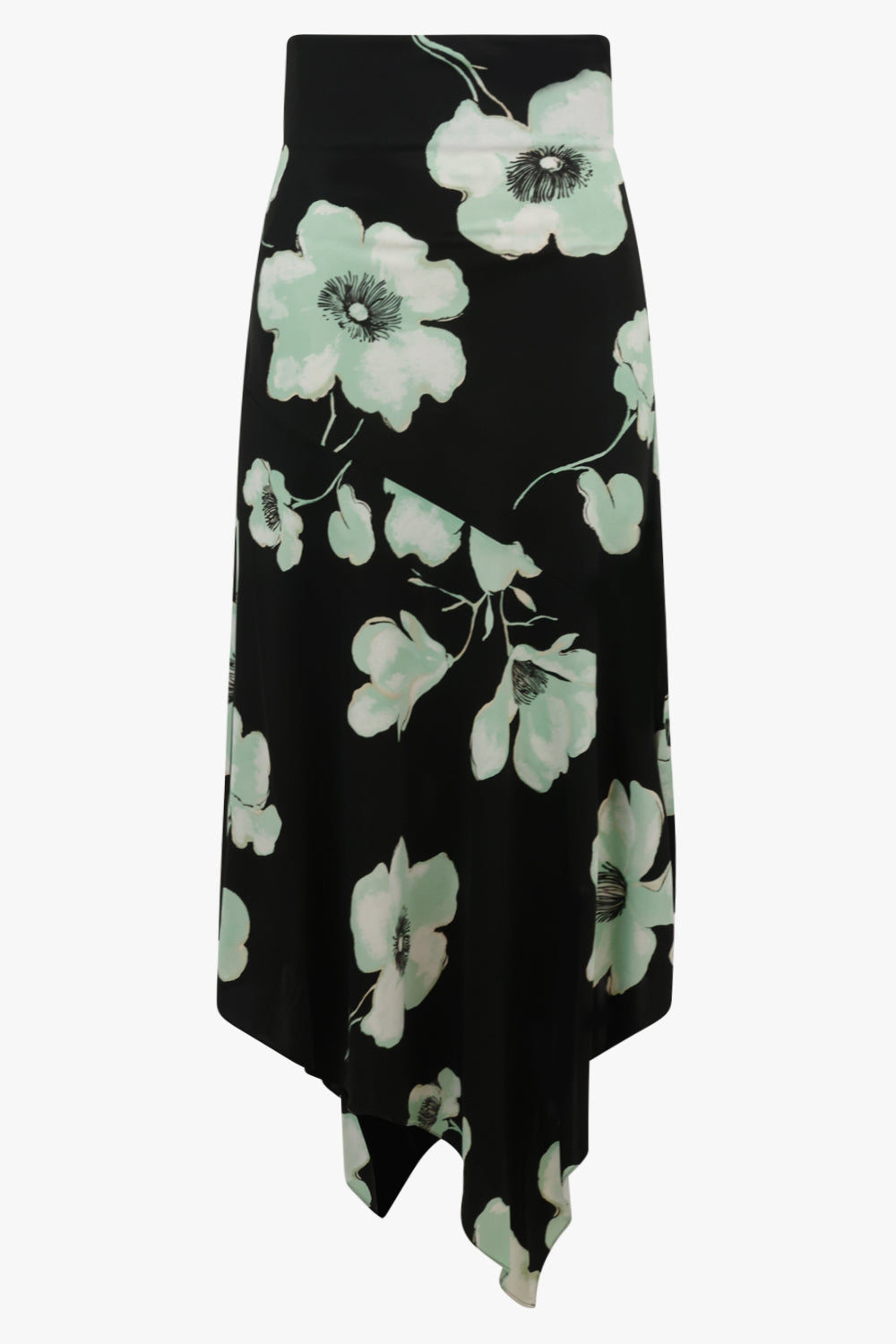 ALAIA RTW PATTERN / Black/Aqua / 36 Belted Asymmetric Jersey Print Skirt | Black/Aqua