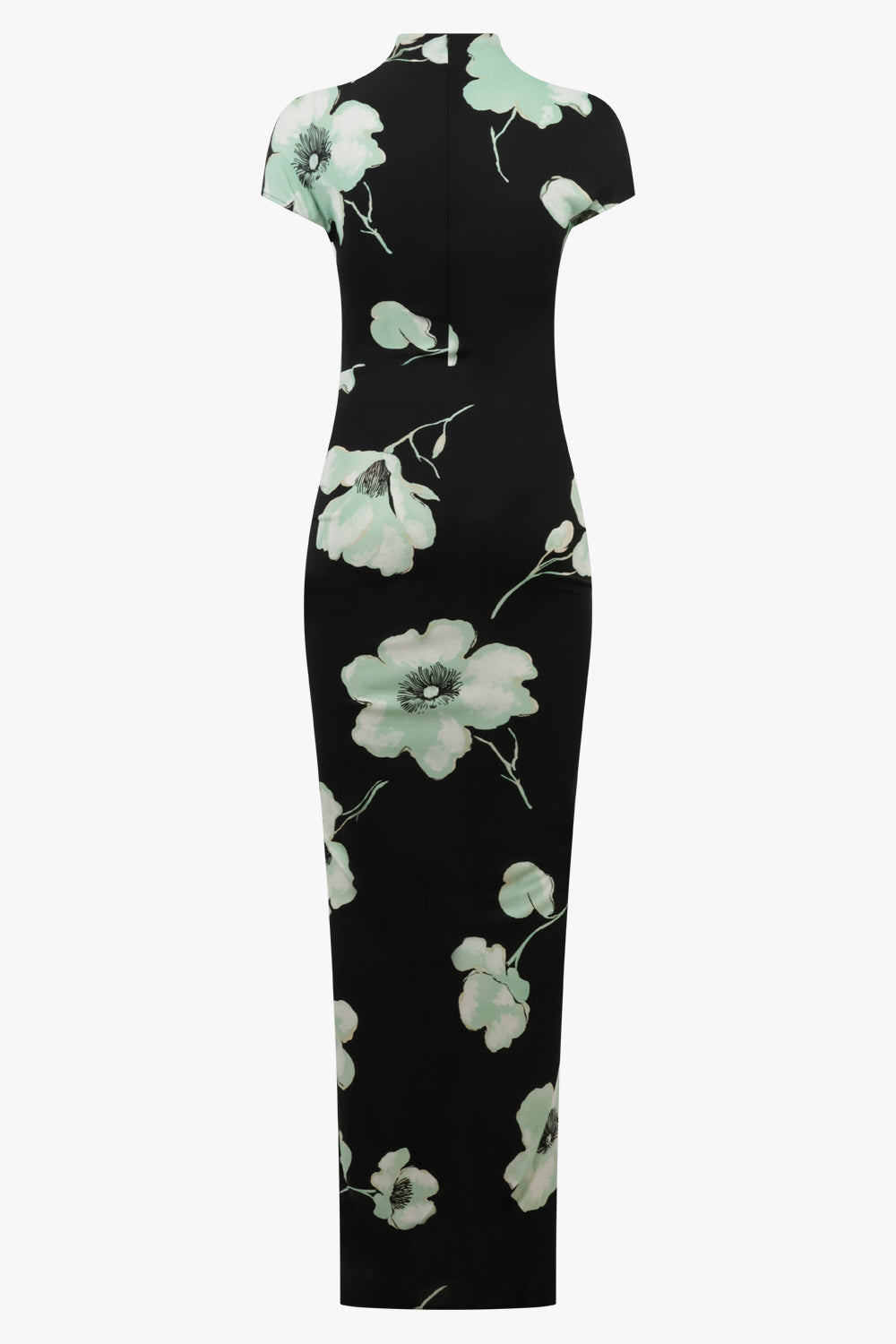 ALAIA RTW PATTERN / Black/Aqua / 36 Draped Asymmetric Jersey Print Dress | Black/Aqua