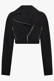 ALAIA RTW Cropped Biker Jacket | Black
