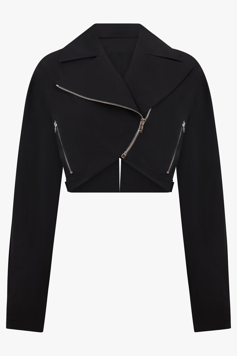 ALAIA RTW Cropped Biker Jacket | Black