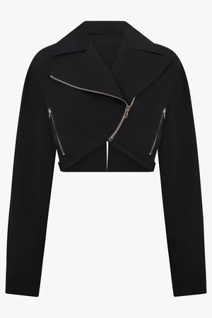ALAIA RTW Cropped Biker Jacket | Black