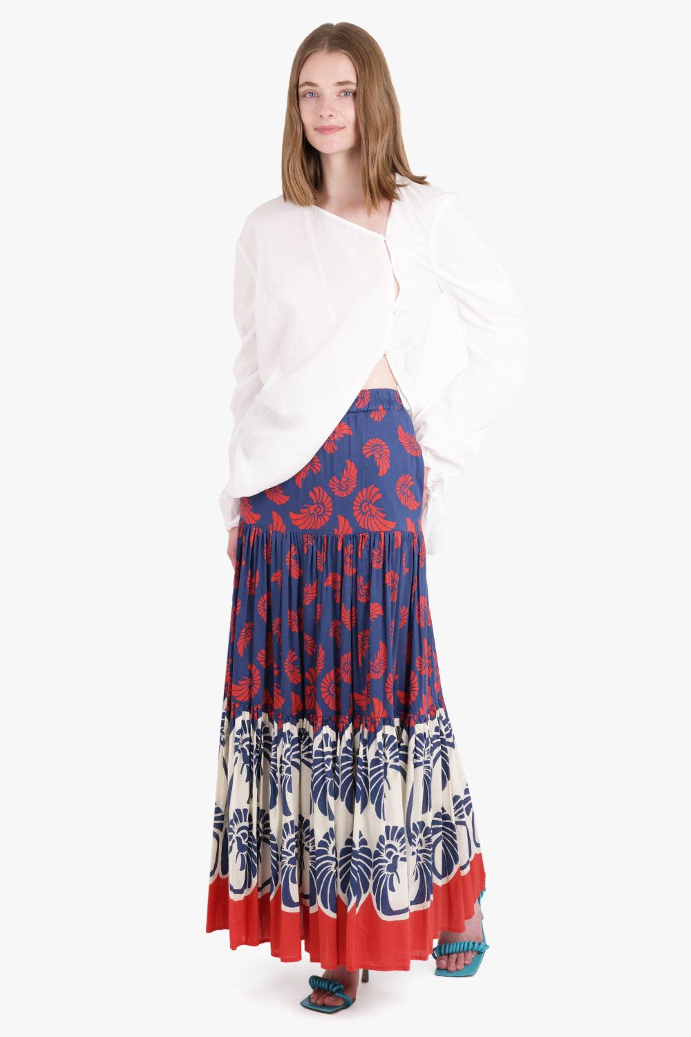 ACNE STUDIOS RTW Button Up Asymmetric Cotton Blouse | White