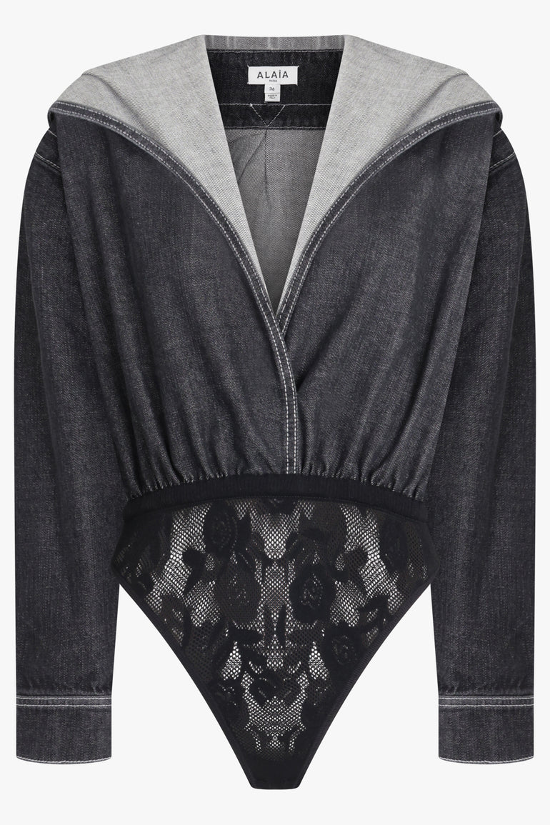 ALAIA RTW Hooded Bodysuit | Black