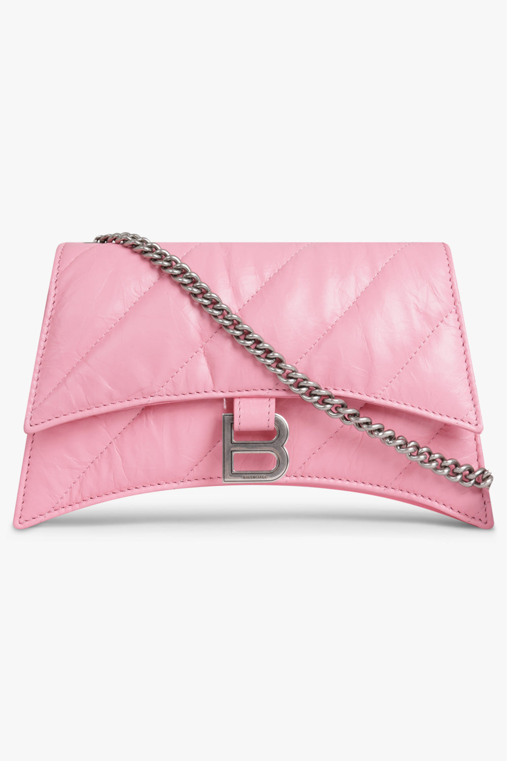 BALENCIAGA BAGS PINK QUILTED CRUSH WALLET ON CHAIN BAG | SWEET PINK