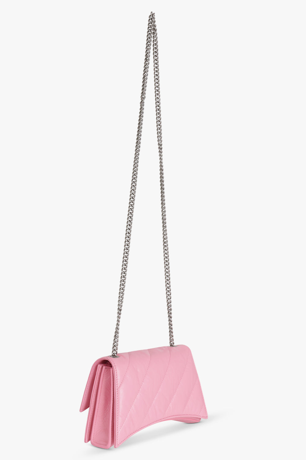 BALENCIAGA BAGS PINK QUILTED CRUSH WALLET ON CHAIN BAG | SWEET PINK