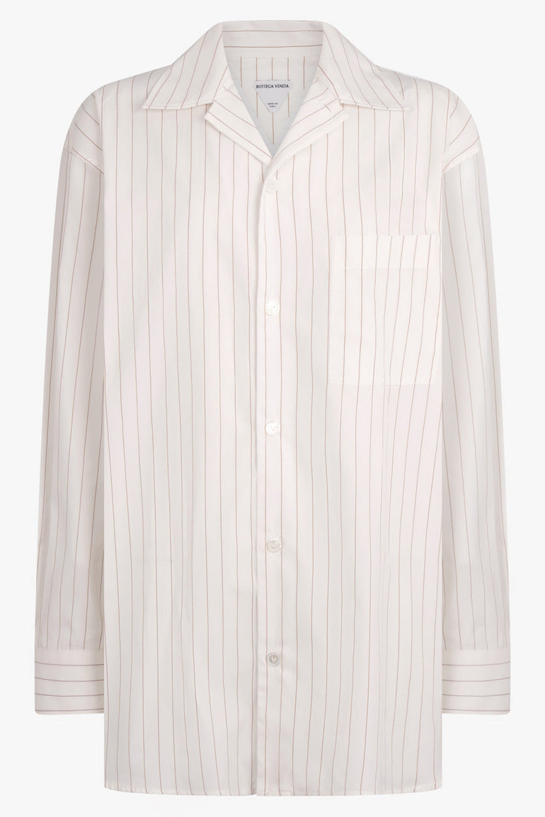 BOTTEGA VENETA RTW Stripe Poplin Shirt | White/Beige