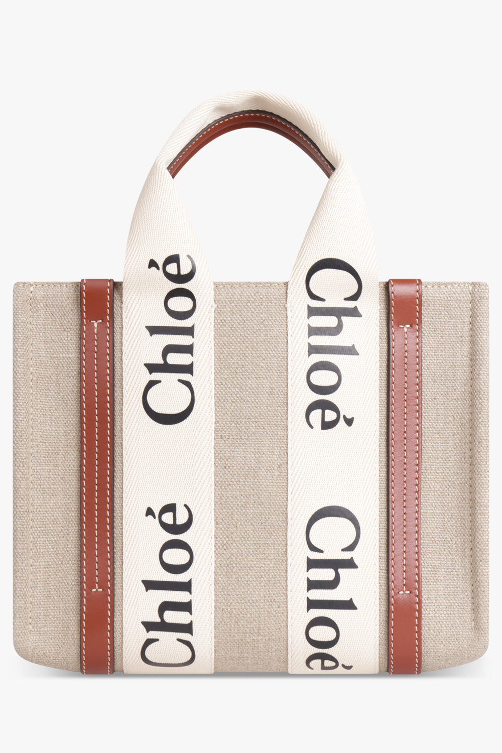 CHLOE BAGS Beige WOODY SMALL TOTE BAG | WHITE/BROWN
