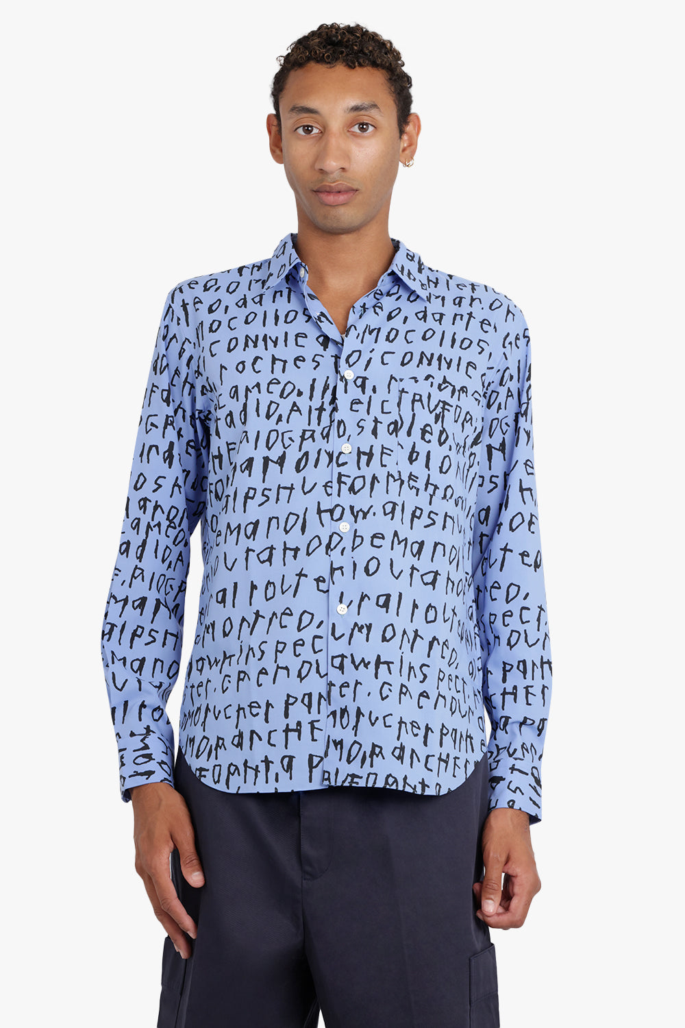 COMME DES GARCONS HOMME PLUS RTW Thin Print Broad Shirt | Blue/Black