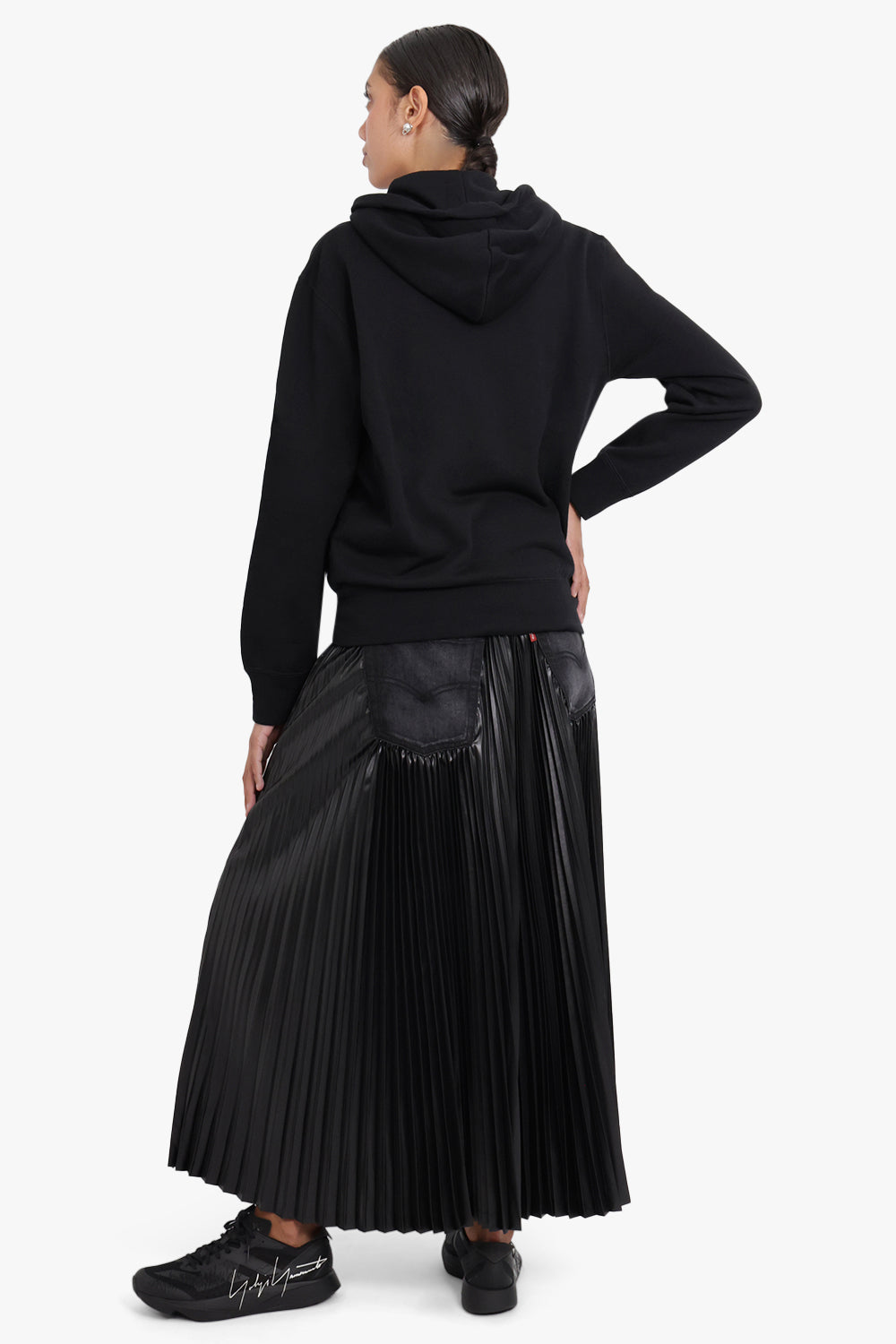 JUNYA WATANABE RTW X Levi's Pleated Denim Midi Skirt | Black/Grey