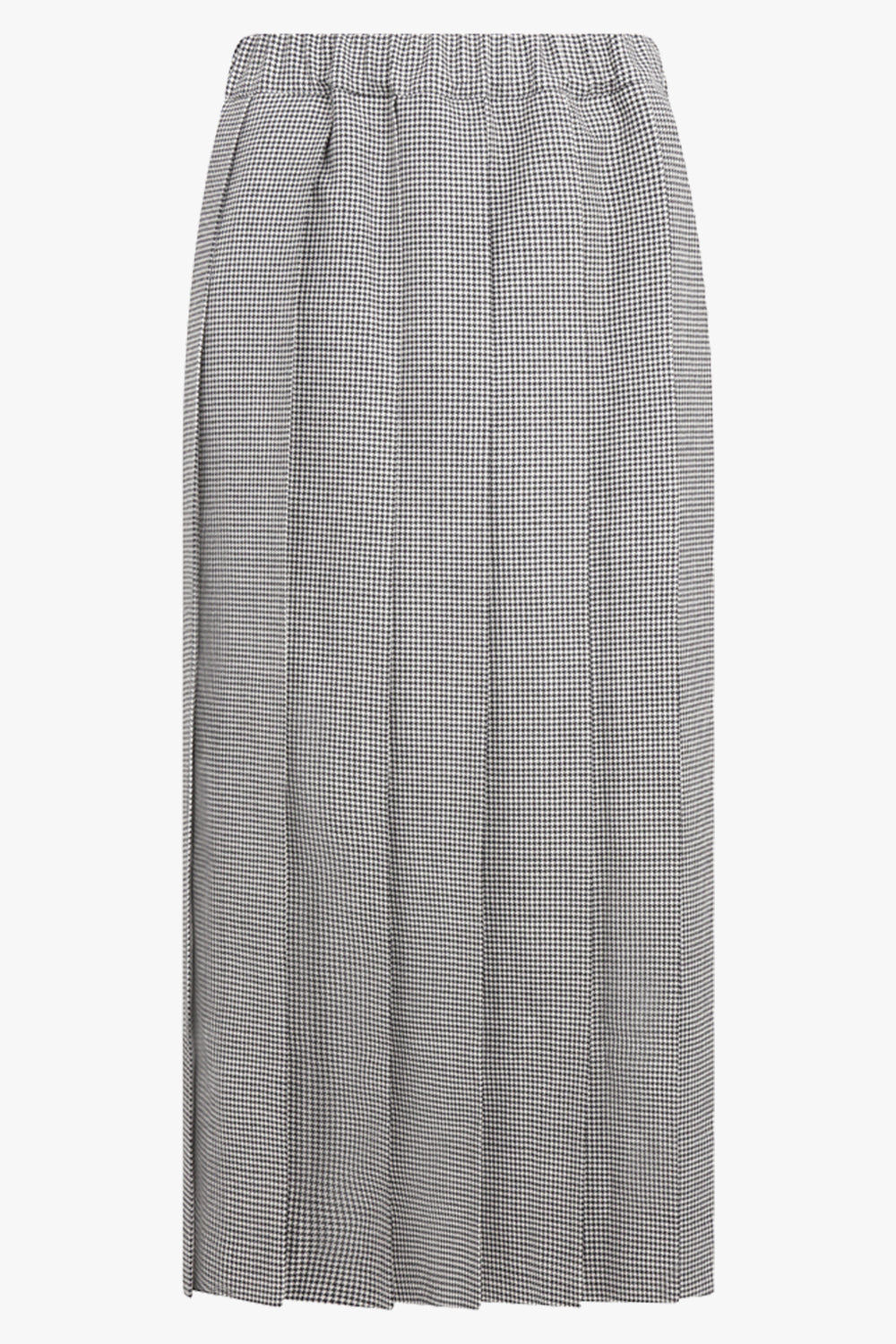 COMME DES GARCONS RTW Houndstooth Wool Pleated Skirt | Black/Natural