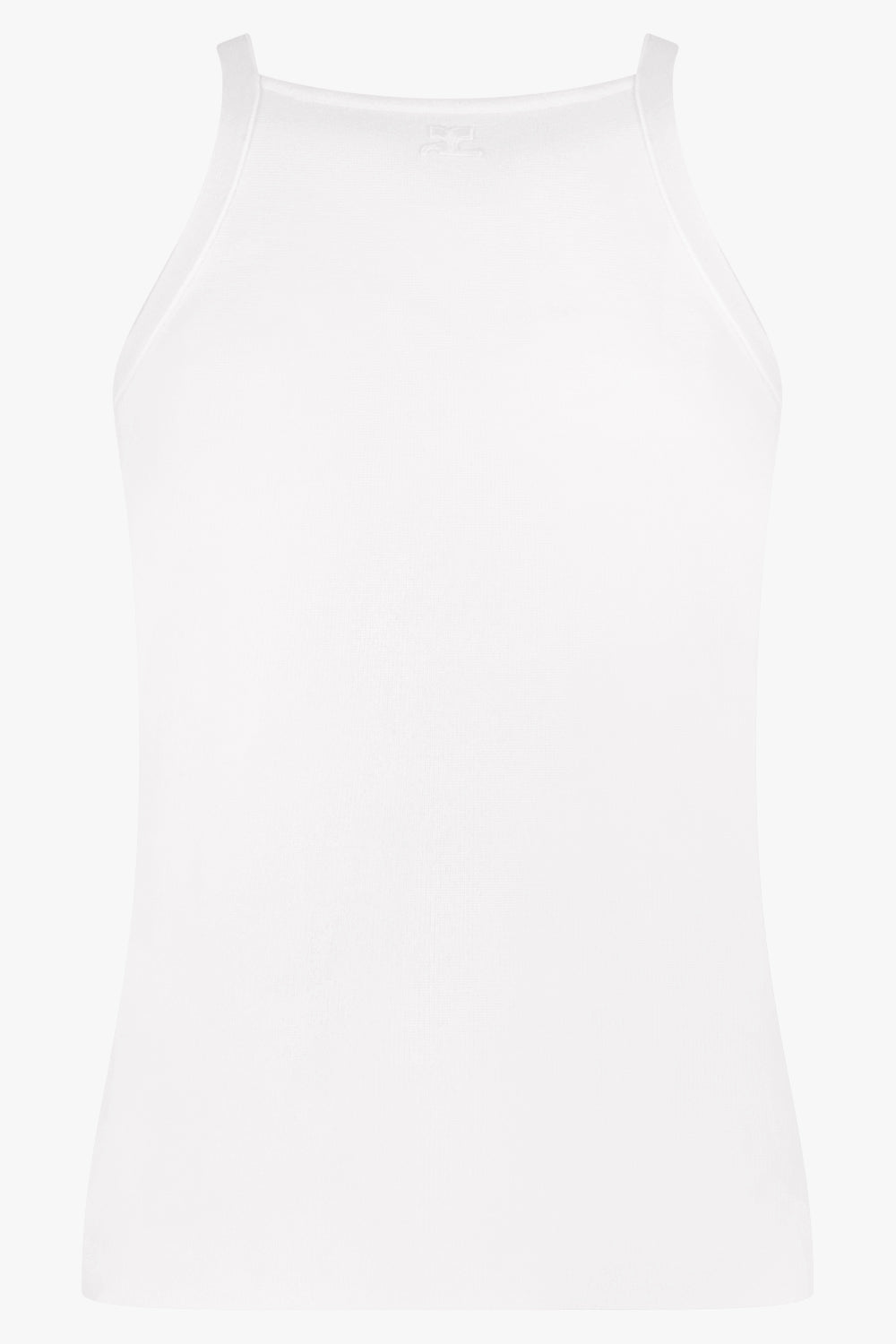 COURREGES RTW Neckline Milano Square Knit Tank Top | White