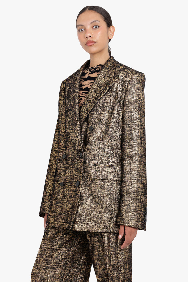 DRIES VAN NOTEN RTW Double Breasted Loose Fit Blazer | Gold