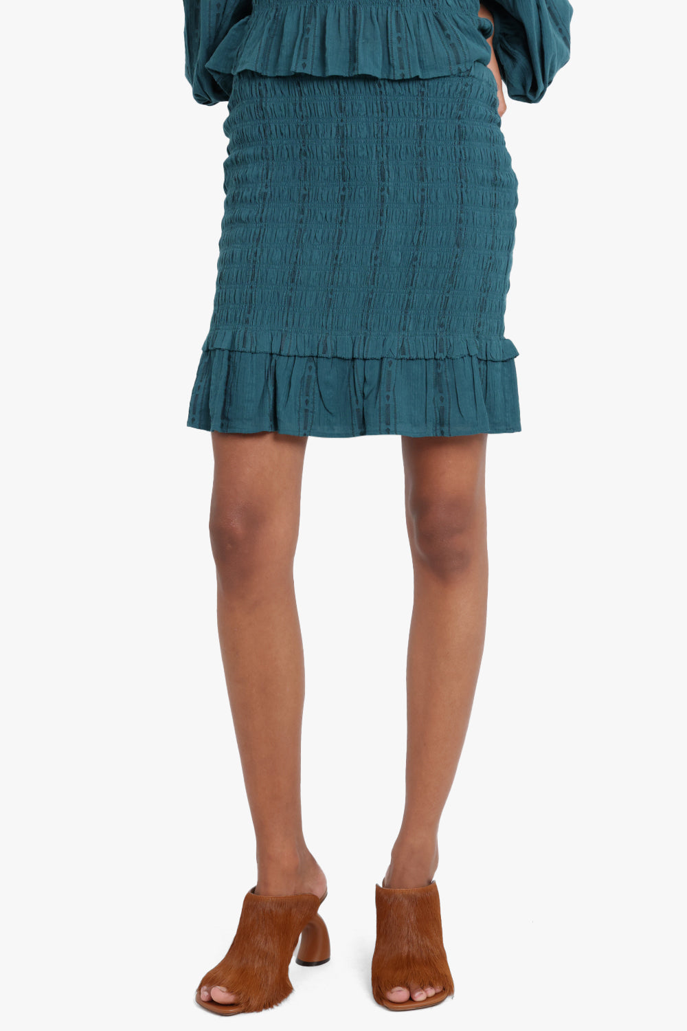 ISABEL MARANT RTW Dorela Ruched Mini Skirt | Teal