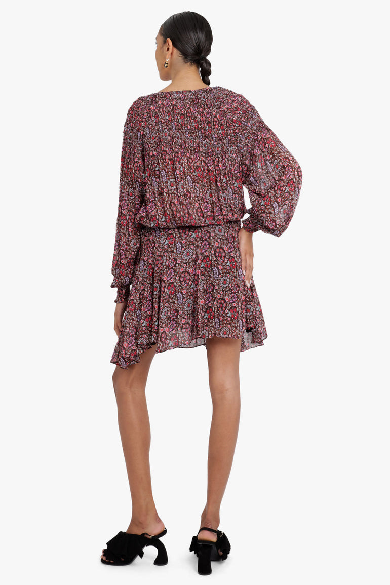 ISABEL MARANT RTW Noanne Floral Print Mini Dress | Brown