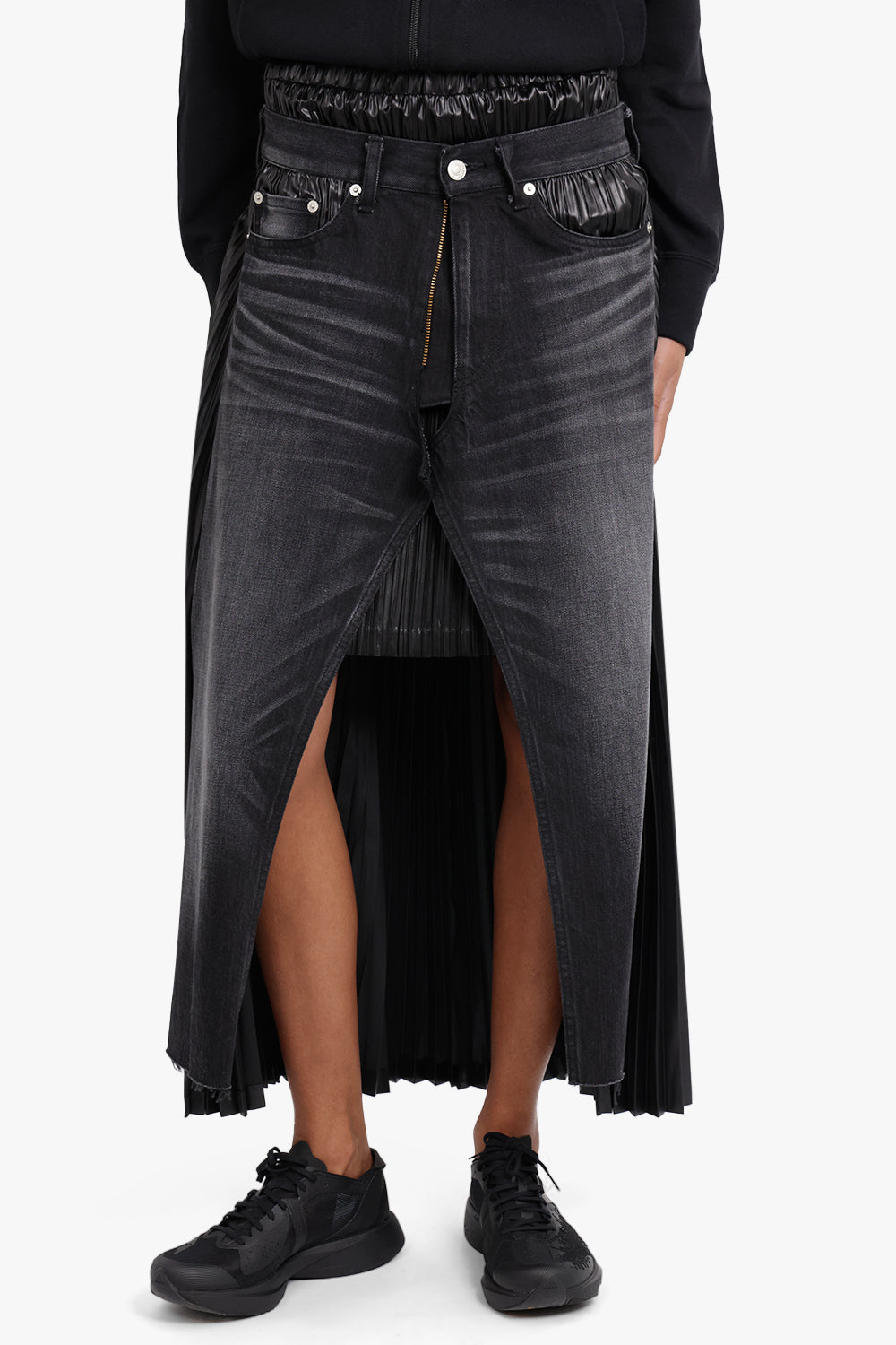 JUNYA WATANABE RTW X Levi's Pleated Denim Midi Skirt | Black/Grey