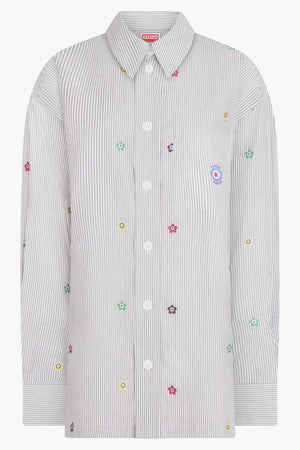 KENZO RTW Stripe Print Oversized Shirt | Stone Grey