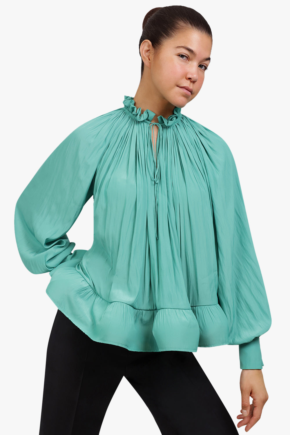 LANVIN RTW Charmeuse Blouse with Long Sleeves | Jade