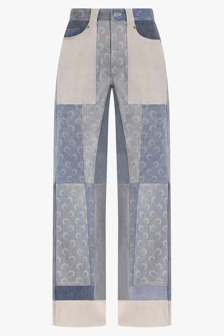MARINE SERRE RTW Regenerated Denim Wide Leg Pants | Denim