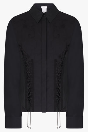 MARINE SERRE RTW Regenerated Household Linen Corset Shirt | Black